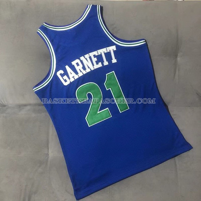 Maillot Minnesota Timberwolves Kevin Garnett NO 21 Hardwood Classics Throwback Bleu